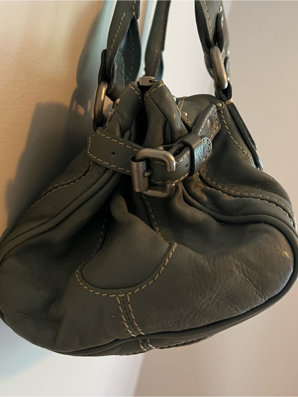 CHLOE Paddington Medium Handbag Sage Grey Leather Designer Bag Y2K No Key - Picture 5 of 13